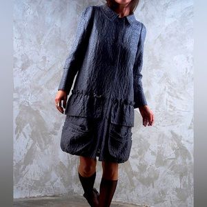 CHRISTIAN LACROIX Modern NWT Steel Grey Brocade Ruffle Pocket Jacket